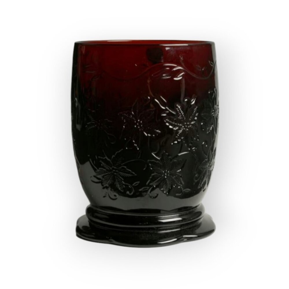 Princess House Ruby Red Fantasia Glass Pillar Candle Holder